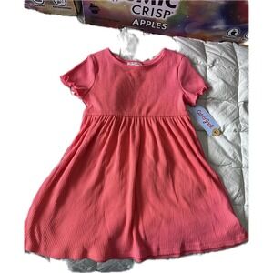 Cat Jack Toddler Girls Coral Dress Size 4T Ribbed Ruffle Short Sleeve
